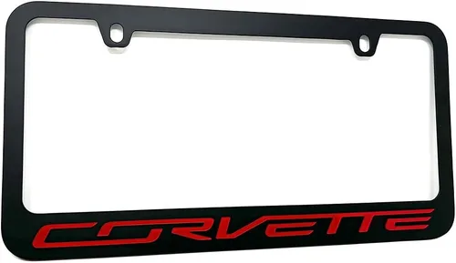 Vista 6 de Marco de placa de matrícula C7 Corvette Stealth - Negro con escritura Corvette negra