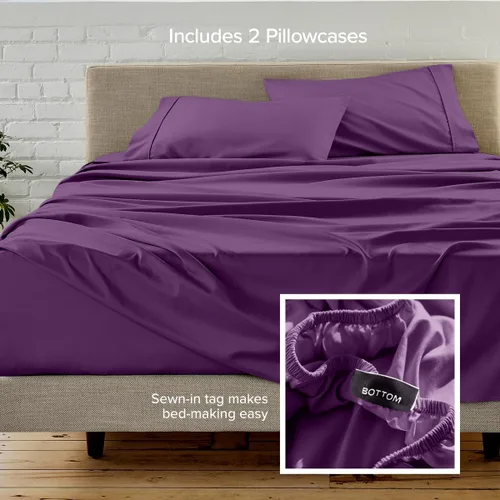 Vista 185 de Bare Home Sheet Set 1800 Ultra-Soft with 2 Pillowcases (Twin XL, Dark Blue)