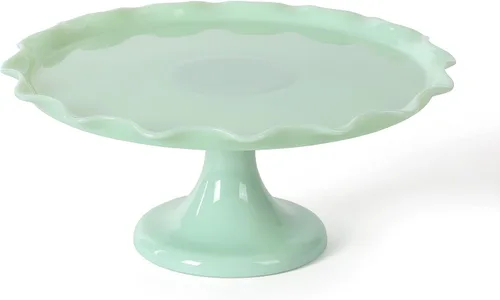 Vista 8 de Martha Stewart Highbrook 8.5" Handmade Jadeite Glass Cake Stand Verde (8.5")