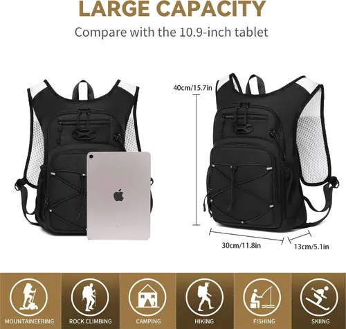 Vista 6 de Mochila de hidratación ligera Wotony con vejiga de agua de 2L O 3L para ciclismo, senderismo, rave - Mochila de agua para hombres y mujeres