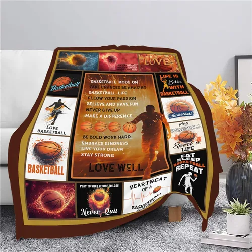 Vista 4 de Manta de Baloncesto Deportiva Manta de Tiro de Baloncesto Regalos para Jugadores Niños Niñas Adultos Mujeres Hombres Súper Suave Cómoda Felpa