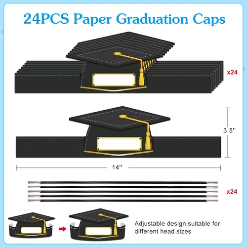 Vista 3 de D4DREAM 24pcs Paper Crowns Craft Kits Adjustable Paper Caps Hats for Kids Students Kindergarten Preschool Party Supplies