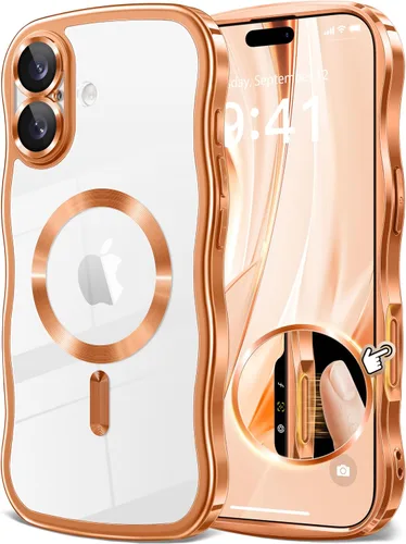 Vista 28 de GVIEWIN Funda para iPhone 16 Pro Compatible con MagSafe, Mejorada [Protección Completa de la Cámara][Marco de Ondas Lindo][Protección de Grado