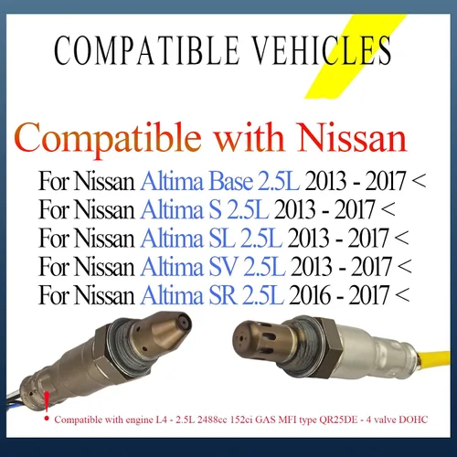 Vista 4 de Juego de sensores de oxígeno 234-9133 y 234-4905, ajuste directo para Nissan Altima 2.5L QR25DE 2013-2017 (aguas arriba y aguas abajo, 2 piezas)