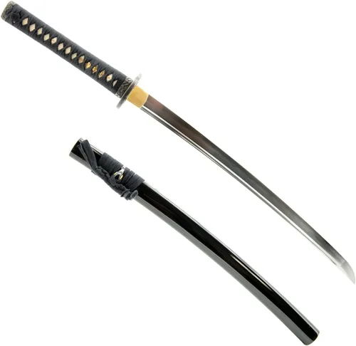 Vista 14 de Espada Wakizashi japonesa hecha a mano, práctica, forjada a mano, acero al carbono 1045/1060/1080, templado al calor, espiga completa, afilada