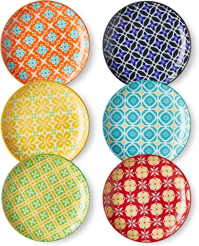 Vista 8 de Metahom Platos de cerámica de 10 pulgadas, juego de platos de porcelana azul y blanca, platos para servir pasta, panqueques, carne, ensalada, juego
