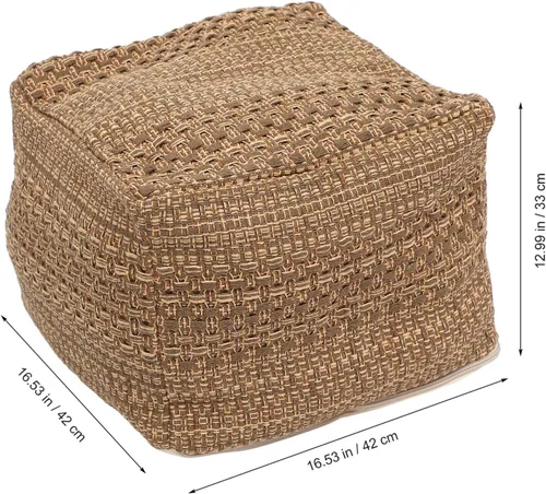Vista 3 de Funda de puf cuadrada de lino y algodón, funda otomana extraíble para reposapiés, funda de cojín de asiento interior para sala de estar, dormitorio