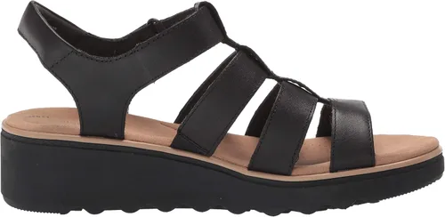 Vista 6 de Clarks Sandalias de cuña Gladiator para mujer, tamaño de plantilla AD, Cuero negro