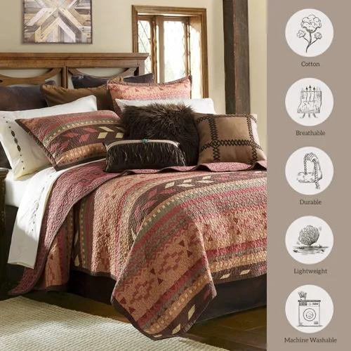 Vista 8 de Paseo Road Broken Arrow - Juego de edredón de 2 piezas con funda de almohada, juego de ropa de cama azteca individual, ropa de cama tribal