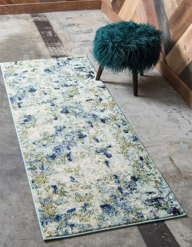 Vista 2 de Unique Loom Chromatic Collection Alfombra de Área - Champagne (2' 2" x 6' Runner, Azul Claro/Azul)