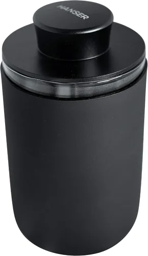 Vista 3 de Hanser Tarro de almacenamiento de vidrio Recipiente de vidrio hermético (9.5 fl oz) Tapa de aluminio con anillo de sellado Incluye cubierta