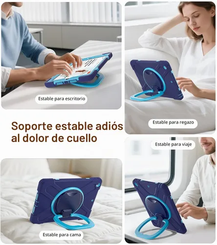 Vista 5 de BATYUE - Funda a prueba de golpes para iPad 9ª/8ª/7ª generación (10,2 pulgadas) - Azul marino A01-Azul marino