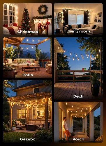 Vista 9 de Minetom Outdoor String Lights with Remote 37FT, ST38 Patio Lights