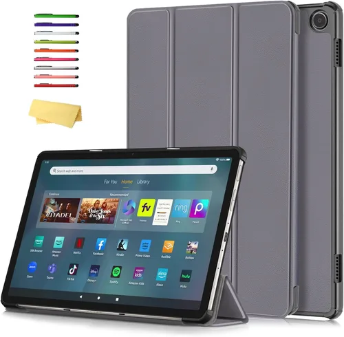Vista 11 de Funda tipo folio para Amazon Kindle Fire HD 8 y Fire HD 8 Plus (se adapta tanto a 12ª/10ª generación, 2022/2020) con soporte inteligente de piel