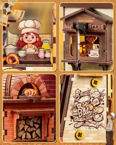Vista 6 de CUTEBEE Kit de construcción de modelos de madera 3D, caja de música, kit de diorama de bricolaje con luz LED, música, humo de atomización, potencia