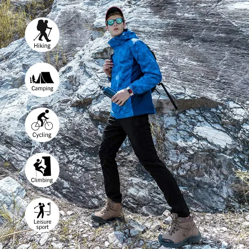 Vista 6 de CAMEL CROWN Pantalones de senderismo impermeables para hombre, forro polar, aislados, cálidos, suaves
