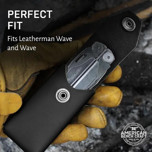 Vista 5 de Funda multiherramienta de cuero compatible con Leatherman Wave and Wave Plus, soporte de herramientas de cuero de grano completo ultra duradero