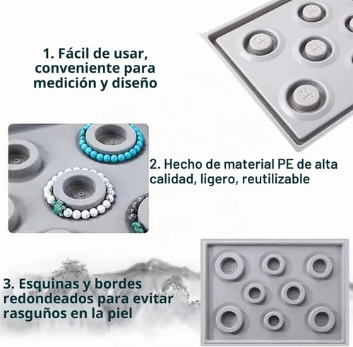 Vista 3 de SXDMHYB Tablero de diseño de cuentas, bandeja de producción de joyas de bricolaje, tablero de cuentas flocadas para pulseras, cuentas de collar