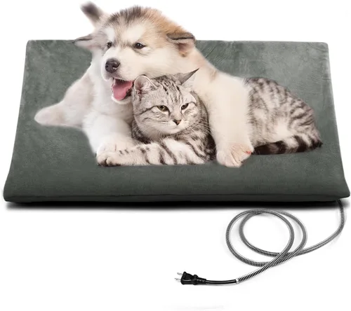 Vista 11 de PETNF Almohadilla térmica para mascotas al aire libre para gatos, segura y eléctrica, resistente al agua, calentada, para exteriores, animales