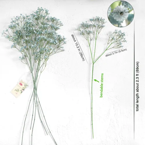 Vista 6 de FiveSeasonStuff 6 tallos de 27 '' Glacier Blue Baby Breath Artificial Gypsophila Flowers Long Stems