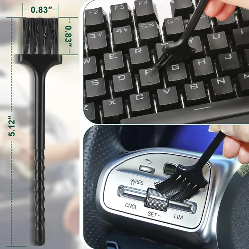 Vista 8 de Fitosy Kit de cepillo de limpieza de polvo para interior de coche, putty de silicona suave para ventilaciones del salpicadero, cepillos de detalle