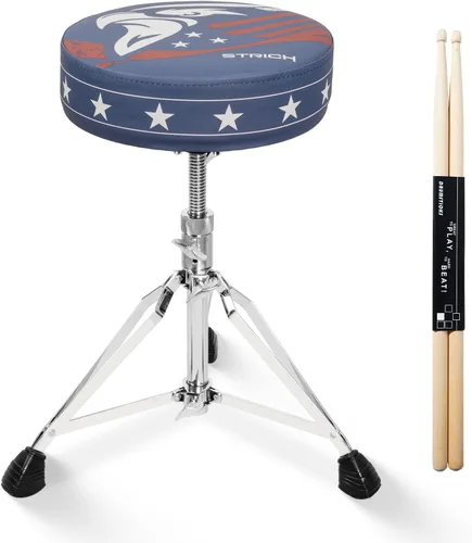 Vista 9 de STRICH Drum Throne, taburete de tambor acolchado ajustable en altura, silla giratoria de tambor resistente, taburete acolchado de doble soporte