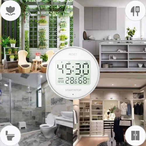 Vista 8 de Higrómetro digital magnético y termómetro para interiores, temporizador de cocina para cocinar, hornear, fitness, batería AAA incluida