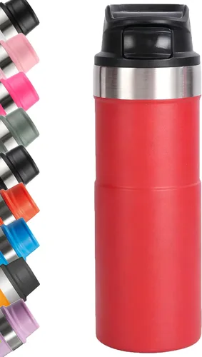 Vista 3 de Taza de viaje con acción de gatillo de acero inoxidable Taza de viaje de 17oz Botella de agua Thermos Taza de viaje con vacío Taza de café de acero