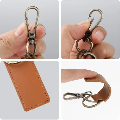 Vista 3 de Abeillo 2PCS Leather Keychain, Car Key Chain, Key Fob Keychain for Men Women