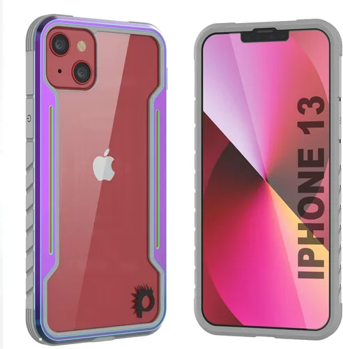 Vista 14 de Punkcase Diseñada para iPhone 13 [Armor Stealth Series] funda protectora de grado militar con marco de aluminio [parte trasera transparente] Máxima