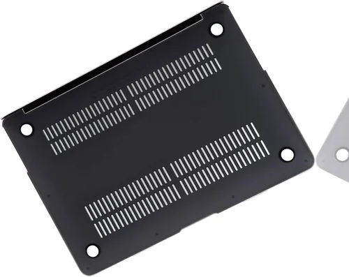 Vista 6 de Funda para MacBook Air de 13 pulgadas (modelo: A1466 y A1369, versión 2010-2017), efecto 3D, cubierta dura transparente negra mate y cubierta