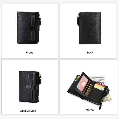 Vista 6 de Monedero para mujer, cartera de piel sintética, monedero para cambio, monedero, Albaricoque