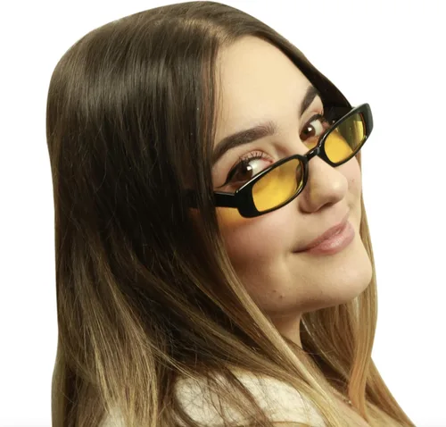 Vista 3 de ShadyVEU Gafas de sol rectangulares clásicas y delgadas con protección UV de los años 90, diseño vintage pequeño y ancho retro