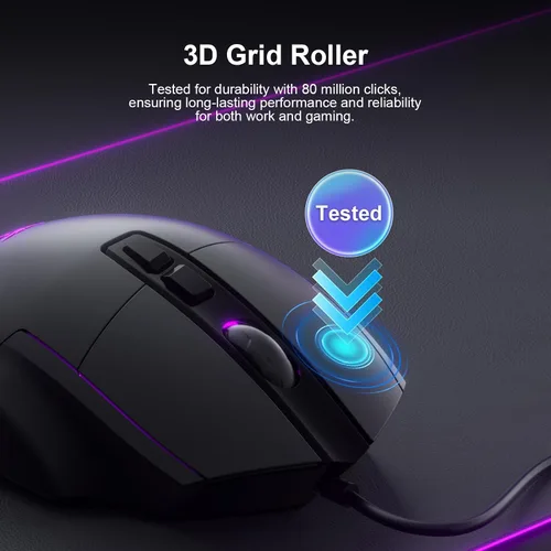 Vista 6 de Ratón para juegos con cable, mouse USB con cable para computadora con 7200 DPI, 7 botones programables para oficina en casa de negocios