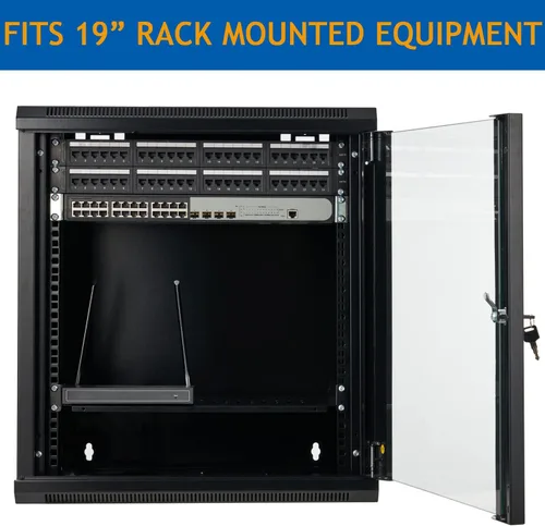 Vista 5 de Gabinete de servidor de montaje en pared de 12U Gabinete de red Rack Enclosure Puerta