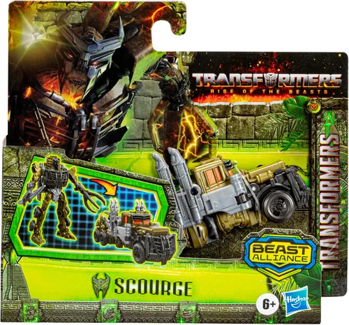 Vista 2 de Transformers Toys Rise of The Beasts Movie Beast Alliance Battle Changers Scourge Figura de acción, para edades de 6 años en adelante, 4.5 pulgadas