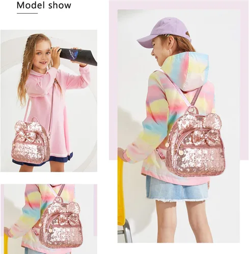 Vista 7 de KL928 - Mochila miniatura con diseño de lunares, linda, con nudo ojal, para mujeres y niñas, que se puede usar también como morral o bolso