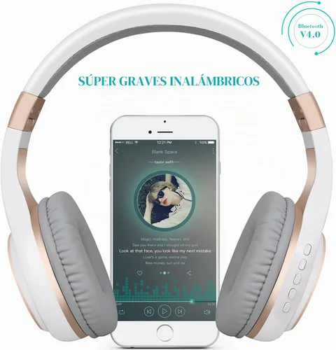 Vista 2 de Auriculares Bluetooth Riwbox, XBT-80 Auriculares Bluetooth estéreo plegables inalámbricos sobre la oreja con micrófono y control de volumen
