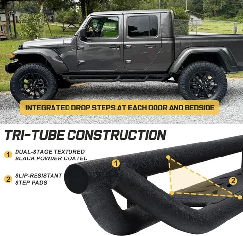 Vista 5 de SMANOW - Tablas de ejecución de rueda a rueda compatibles con Jeep Gladiator JT 2020-2025 de 4 puertas, barras nerf de acceso a la cama, estribos