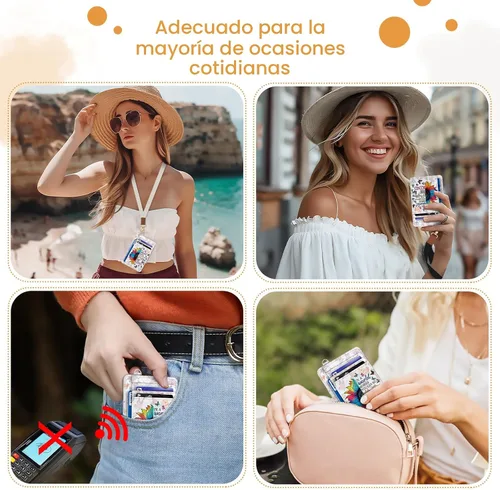 Vista 3 de Yonlevres Cartera delgada para tarjetas de crédito, cartera RFID para mujer, bolsillo frontal, soporte para tarjetas pequeñas, estuche para tarjetas
