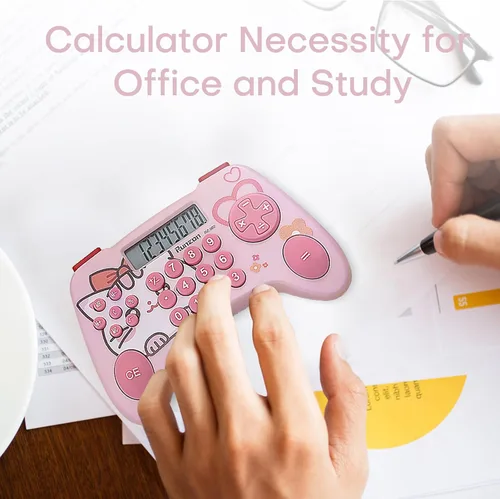 Vista 5 de Calculadoras rosadas Básicas para Profesores Oficina Básica de Conceptos Básicos, Matemáticas Electrónicas, Suma, Resta, División y Multiplicación