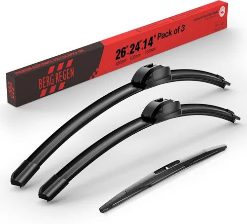 Vista 125 de BERG REGEN Escobillas limpiaparabrisas de 15"+15" con escobilla trasera de 13" - Juego de repuesto automotriz para Jeep Wrangler JK 2008 2009 2010