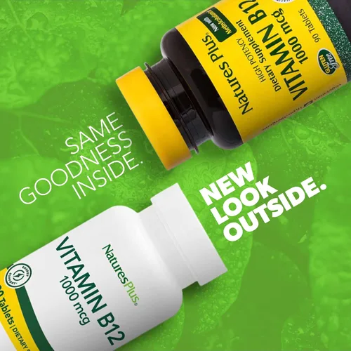 Vista 2 de NaturesPlus Vitamina B12 1000 mcg - 90 tabletas - Apoyo energético y de salud inmunológica - Sin gluten, vegetariano - 90 porciones