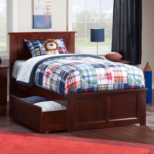 Vista 13 de AFI, Madison - Cama de plataforma de almacenamiento matrimonial con estribo a juego, color espresso