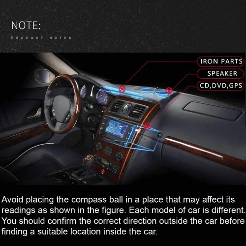 Vista 6 de KanPas Bola de brújula automotriz para coche o barco