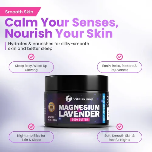 Vista 3 de Loción de magnesio, crema corporal para la noche y la hora de acostarse, alivio calmante para las piernas cansadas, mantequilla muscular