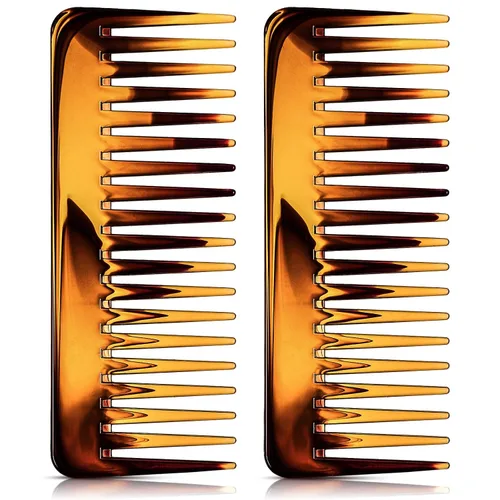 Vista 24 de Patelai Peine de dientes anchos, peine desenredante grande para cabello rizado, húmedo y seco, sin mango, accesorios desenredantes (ámbar)