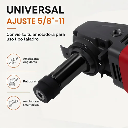 Vista 5 de Juego de eje de extensión para amoladora angular con rosca 5/8"-11, adaptador de pinzas de conversión para taladro eléctrico, accesorios