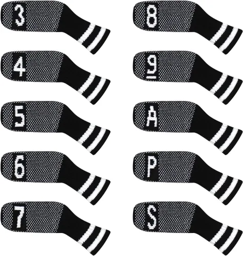 Vista 7 de Scott Edward 10 fundas para cabezas de palos de golf para hierros, básicamente, con forma de calcetines, lavables, duraderos, protectores de cabeza
