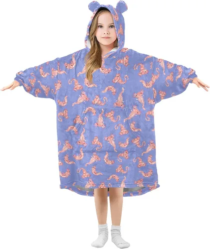 Vista 23 de Mantas portátiles para niños, súper suaves, cálidas y acogedoras, sudadera con capucha de gran tamaño, regalos para niños de 3 a 14 años, niñas